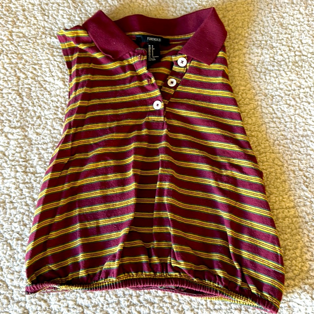 Cropped striped collar tank